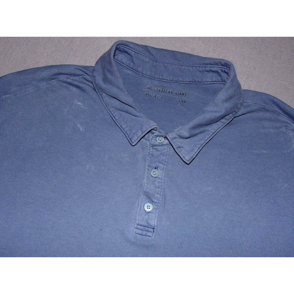 American Giant 100% Cotton Dark Blue Casual Polo Golf Shirt Men's XXL